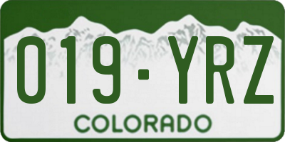 CO license plate 019YRZ