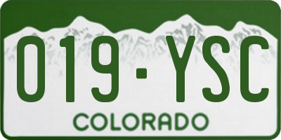 CO license plate 019YSC