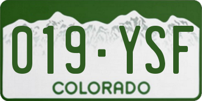CO license plate 019YSF