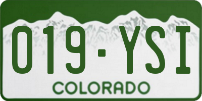 CO license plate 019YSI