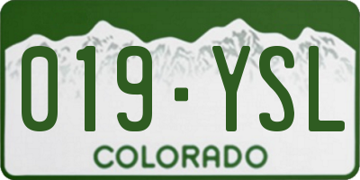 CO license plate 019YSL