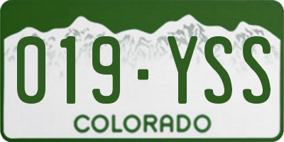 CO license plate 019YSS