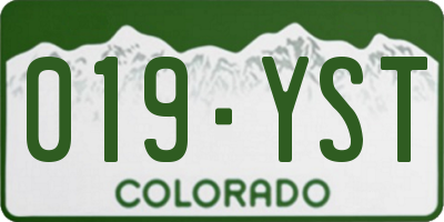 CO license plate 019YST