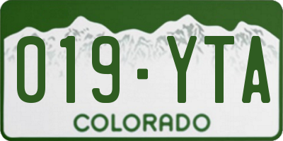 CO license plate 019YTA