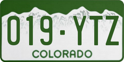 CO license plate 019YTZ
