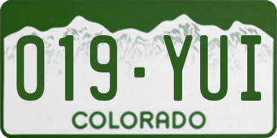 CO license plate 019YUI