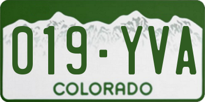 CO license plate 019YVA