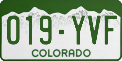 CO license plate 019YVF