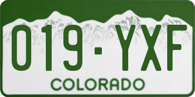 CO license plate 019YXF