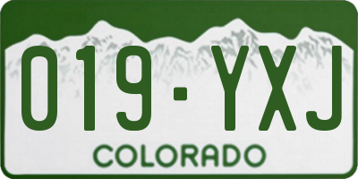 CO license plate 019YXJ