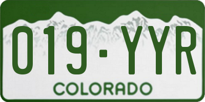 CO license plate 019YYR