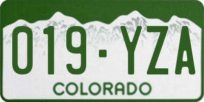 CO license plate 019YZA