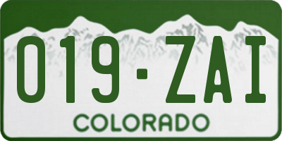 CO license plate 019ZAI