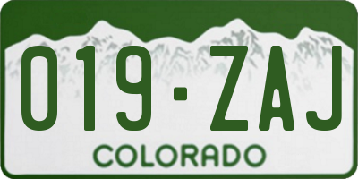 CO license plate 019ZAJ