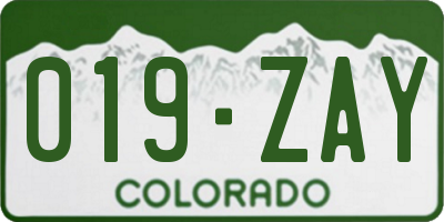 CO license plate 019ZAY