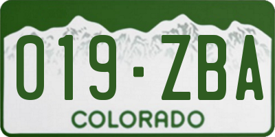CO license plate 019ZBA