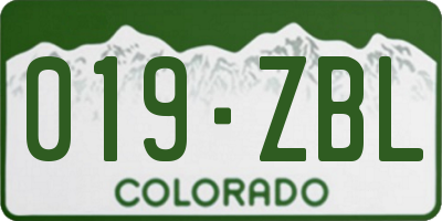 CO license plate 019ZBL