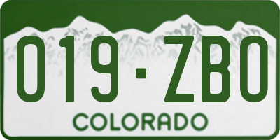 CO license plate 019ZBO