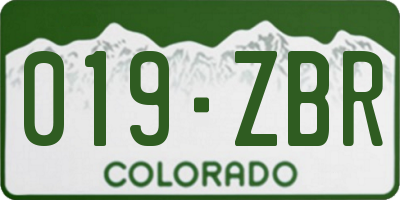 CO license plate 019ZBR