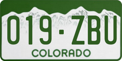 CO license plate 019ZBU