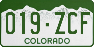 CO license plate 019ZCF