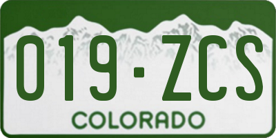 CO license plate 019ZCS
