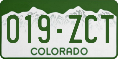 CO license plate 019ZCT