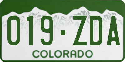 CO license plate 019ZDA