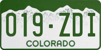 CO license plate 019ZDI