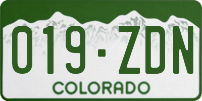 CO license plate 019ZDN