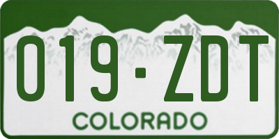 CO license plate 019ZDT