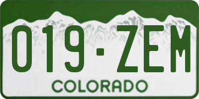 CO license plate 019ZEM