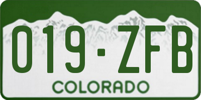 CO license plate 019ZFB
