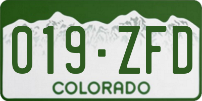 CO license plate 019ZFD