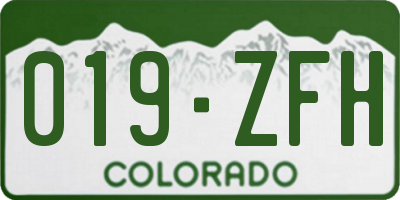 CO license plate 019ZFH