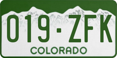CO license plate 019ZFK