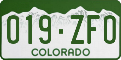 CO license plate 019ZFO