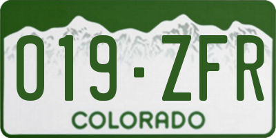 CO license plate 019ZFR
