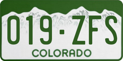 CO license plate 019ZFS