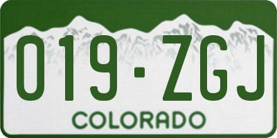 CO license plate 019ZGJ