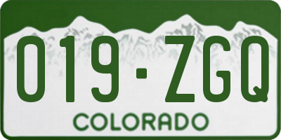 CO license plate 019ZGQ
