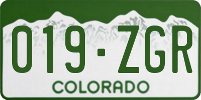 CO license plate 019ZGR