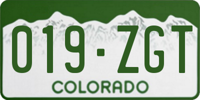 CO license plate 019ZGT