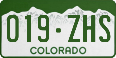 CO license plate 019ZHS