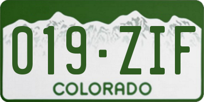 CO license plate 019ZIF