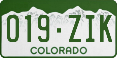 CO license plate 019ZIK