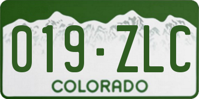 CO license plate 019ZLC