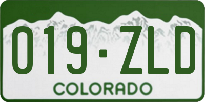 CO license plate 019ZLD