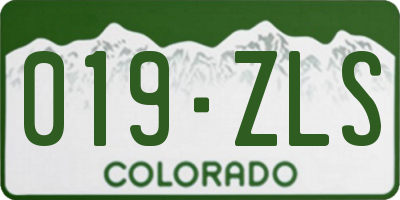 CO license plate 019ZLS