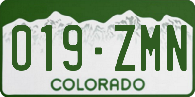 CO license plate 019ZMN
